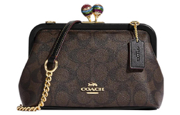 Coach Сумка через плечо Kisslock из холста и гладкой кожи, женская, цвет "трубы", коричневый, черный ce617-imosn