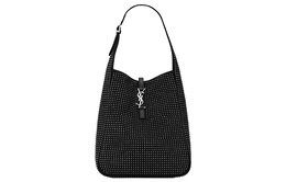 Saint Laurent LE5A7 Сумка-хобо из ткани с коровьей кожей, женская, черная 716140-faamd-1000