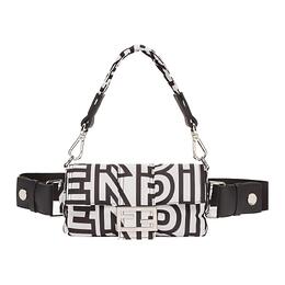 Fendi Сумка-багет из коровьей кожи, поясная сумка для мобильного телефона, мини, мужская, черно-белая 7as138-amaw-f1gmn