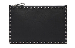 Valentino Кожаные кошельки-клатчи унисекс, черные sy2p0-565vap-0n0