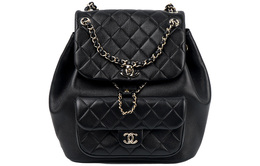 Chanel Женский рюкзак Duma из телячьей кожи и золотистого металла, черный as3618-b09750-94305