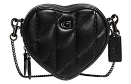 Coach Сумка через плечо из овчины и коровьей кожи в форме сердца, мини-сумка через плечо, женская, черная ce766-v5blk
