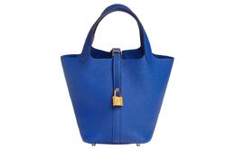 Hermes Сумка-корзина Picotin Clemence Bullock из кожи, женская, O8, цвет: синий, королевский, синий h056289cco8