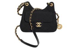 Chanel 23C Весенняя сумка HOBO из шерстяного джерси, трикотажная, через плечо, женская, черная as3710-b09748-94305