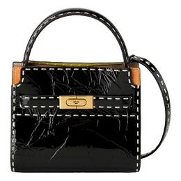 Tory Burch Сумка Lee Radziwill из лакированной кожи с отделкой из замши и кожи, через плечо, женская, черная 142834-001