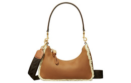 Tory Burch 151 MERCER Сумка-полумесяц из замши с отделкой из овчины, портативная сумка через плечо, женская, коричневого цвета 142654-254