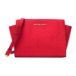 Michael Kors Сумка-ушанка Selma из сафьяновой кожи, через плечо, среднего размера, женская, темно-красного цвета 30t3glmm2l-dk-sangria