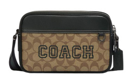 Coach Сумка на плечо из ПВХ из коровьей кожи Graham, среднего размера, мужская, цвета хаки и зеленый ce638-qbv3d