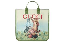 Gucci Холщовая сумка с кожаной сумкой-шоппером, детская, зеленая 550763-fabdl-8677