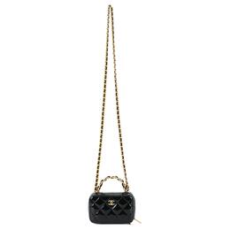 Chanel Женская косметичка из лакированной телячьей кожи, сумка через плечо, черная ap2874-b08422-94305