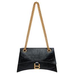 Balenciaga Сумка через плечо Crush Chain, маленькая, черная/состаренное золото 716351210it1000