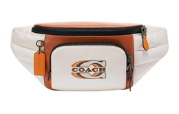 Coach Сумка-слинг из телячьей кожи, туба для пояса, мужская, мелово-белая и закатно-красная ce552-qbv1t