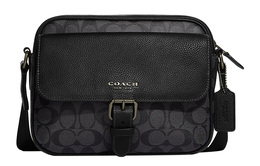 Coach Сумка через плечо Hudson Coated Canvas с натуральной зернистой кожей, среднего размера, мужская, черная cb846-qbmi5