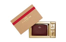 Coach Женская кожаная сумка-клатч на запястье с угловой молнией, цвет вишнево-красный cf547-imbcy