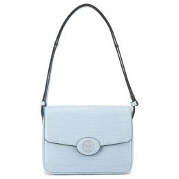 Tory Burch Сумка-мессенджер Robinson из тисненой кожи с крокодиловым узором, обычная женская, пыльно-синяя 140610-403