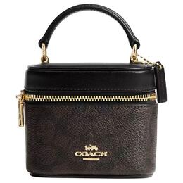 Coach Сумка-коробка AvaCrossbody из коровьей кожи, сумка через плечо, женская, небольшого размера, темно-коричневого и черного цвета cy732-imxaq