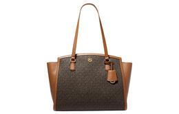 Michael Kors Сумка-шоппер из холста с искусственной кожей, сумка-шоппер, сумка через плечо, женская сумка-туба коричневого цвета 30f2g7ct3b-chantal-252