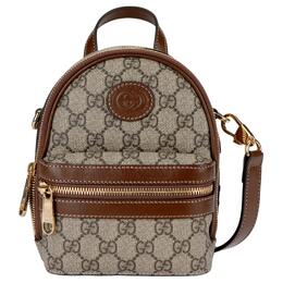 Gucci Мужской рюкзак из парусины с кожей, бежевый/коричневый 725654-92tcg-8563