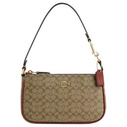 Coach Сумка-клатч на запястье Nolita из холщовой ткани с покрытием и гладкой кожей, маленькие женская, цвета хаки и землистого красного цвета ce698-ims4l
