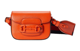Gucci Сумка через плечо Horsebit 1955, кожаная, мини, женская, оранжевого цвета 726863-aabgw-7571
