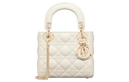 Сумка Lady Christian Dior из овчины Lady Christian Dior, сумка через плечо, женская мини-сумка молочно-белого цвета m0505onge-m030