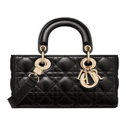 Сумка Lady D Joy из овчины Lady Christian Dior, сумка через плечо, сумка-труба, женская, черная m0613onge-m900