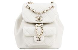 Сумка-рюкзак Duma из телячьей кожи с золотистой металлической фурнитурой Chanel женская белая as2908-b09750-10601