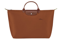 Longchamp Дорожная сумка Le Pliage из зеленой коровьей кожи, большого размера, женская, коричневого цвета 1624919504 | brown