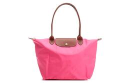 Longchamp Сумка-мессенджер из холста с кожаной отделкой, женская, розового цвета, большого размера, через плечо 1899089p73