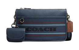 Coach Сумка через плечо Heritage из коровьей кожи, среднего размера, женская, темно-синего цвета cg998-qbdei
