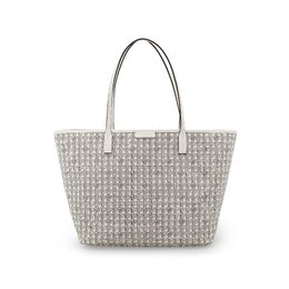 Tory Burch Сумка-шоппер из холщовой ткани с покрытием, сумка-шоппер, женская сумка через плечо, среднего размера, цвета слоновой кости и белого цвета 145634-104