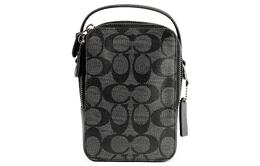 Coach Мужская сумка Trumpets из холста с кожаным чехлом для мобильного телефона, сумка через плечо, черная c3146-qbchr