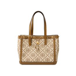 Tory Burch Сумка-шоппер с монограммой из кожи T, сумка-шоппер на плечо, женская, коричневого цвета, небольшого размера 81803-371