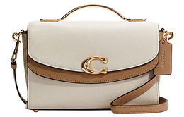 Coach Сумка Celia Canvas с кожаной вставкой, квадратная, среднего размера, женская, белого и хаки цвета c2185-imot4