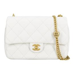 Chanel Сумка-туба из коровьей кожи с тиснением SS 23P, квадратная, с клапаном, сумка через плечо, женская, белая as3921-b10277-10601