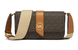 Michael Kors Сумка-конверт из искусственной кожи, сумка через плечо, женская, темно-коричневая и желудево-коричневая 32s3ggrc0b-252
