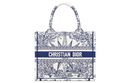 Christian Dior Сумка-шоппер BookTote с вышивкой, сумка для покупок, маленькая женская, синяя/белая m1265zrvx-m933