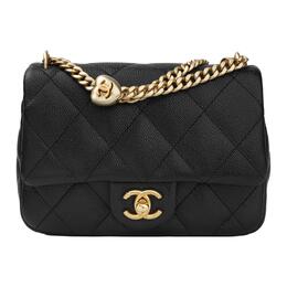 Chanel Сумка-клапан из зернистой шершавой коровьей кожи, сумка через плечо, среднего размера, женская, черная as3829-b10277-94305 中号