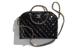 Chanel Сумка-купол из лакированной телячьей кожи, сумка через плечо, сумка-туба женская, черная as3969-b10636-94305