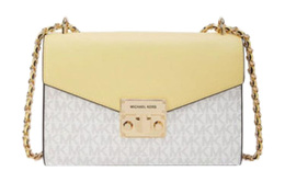 Michael Kors Сумка-конверт из искусственной кожи Rose, сумка через плечо, женская, среднего размера, белая/желтая, кремовая 35t0gxol2b