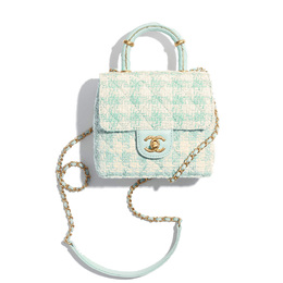 Chanel Сумка с клапаном из твида и овчины, сумка через плечо, мини-сумка женская, светло-голубая as4035-b10786-nn369
