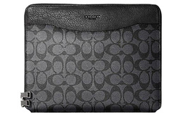 Coach Мужской клатч Tech Case Coated Canvas, серый и черный 64562-cqbk