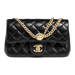 Chanel Сумка-цепочка из овчины, сумка через плечо, мини, женская, черная as4041-b10716-94305