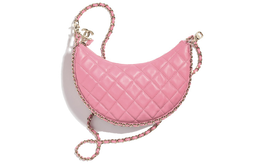 Chanel Сумка-полумесяц из овчины, сумка-мешок для пельменей, сумка-хобо, сумка через плечо, сумка через плечо, женская розовая Trumpets as3917-b10551-nm368