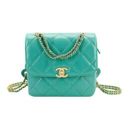 Chanel Женский рюкзак из овчины 23P SS, зеленый as3884-b10389-nm376