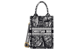 Christian Dior Сумка-шоппер с вышивкой, сумка для покупок, чехол для мобильного телефона, сумка через плечо, сумка через плечо, женская мини-сумка, черно-белая s5555comp-m993