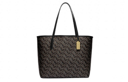 Coach Сумка-шоппер City Canvas с кожаной сумкой-тоут, сумка для покупок, дамская сумочка, сумка через плечо, женская, черная cf342-imblk