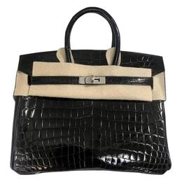 Hermes Женская сумка Birkin Porosus из крокодиловой кожи 89 Noir Black h080138ck89
