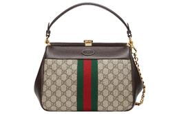 Gucci Женская сумка из кожи и холста, небольшого размера, цвет эбеновое дерево/коричневый 726428-fabg8-9887
