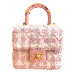 Chanel Сумка с клапаном из твида и овчины, сумка через плечо, мини-сумка женская розовая as4035-b10786-nn370